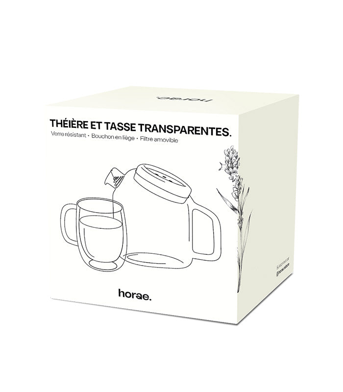 Kit théière et tasse transparentes en verre soufflé Horae – vue 5