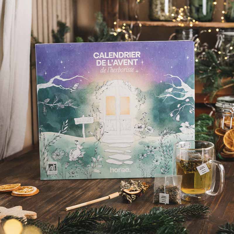 Calendrier de l’Avent tisanes bio de l’Herboriste 2025 - 24 tisanes dont 1 bouquet de fleurs de Noël à infuser 