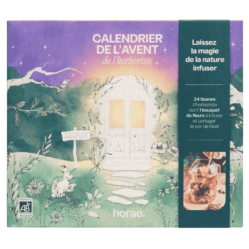 Calendrier de l’Avent tisanes bio de l’Herboriste 2025 - 24 tisanes dont 1 bouquet de fleurs de Noël à infuser