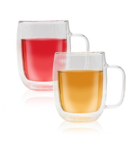 [U50158] Tasses en verre double paroi transparente lot de 2 Horae